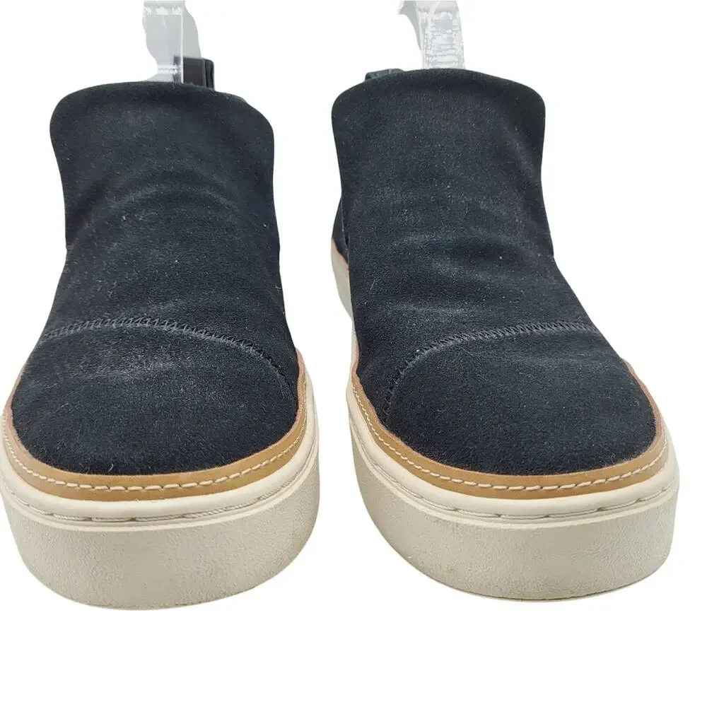 Toms Paxton Black Suede Leather Slip-On Sneaker Bootie Women's Size 9.5